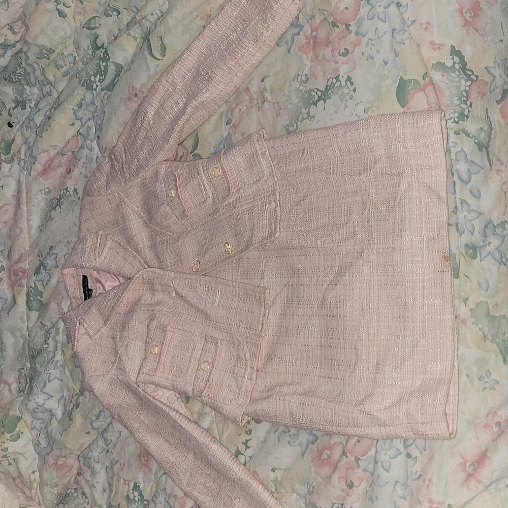Pink tweed woman's suit size petite 4